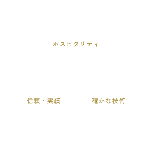 ホスピタリティ、信頼・実績、確かな技術